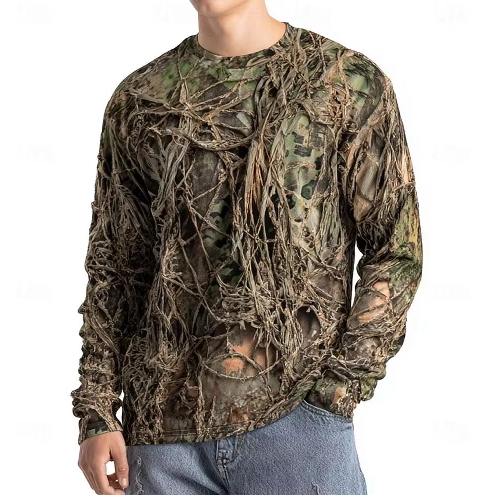 Tee Graphic Print - Men's Camo Animal Print Long Sleeve,3D
