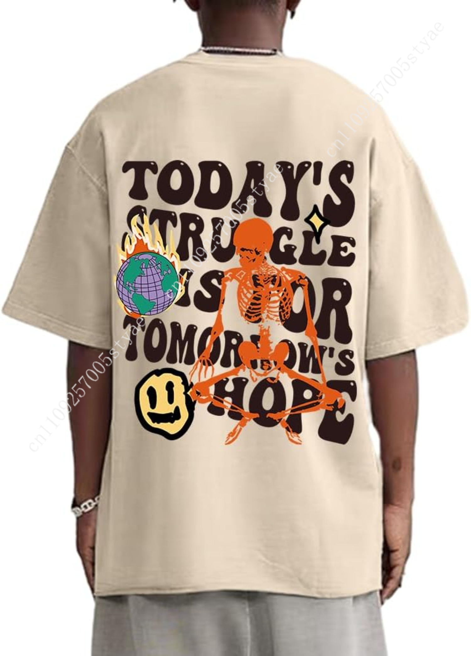 Tee Graphic Print - Weiyuqi Oversized Graphic Tshirt for Men