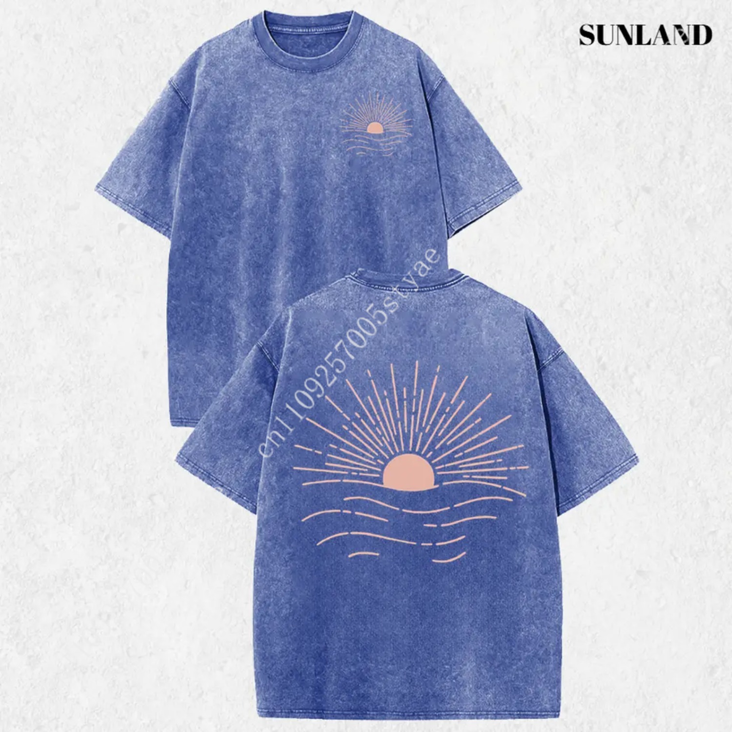 Tee Graphic Print - Sunland Vintage Minimalist Sunset Ocean Double