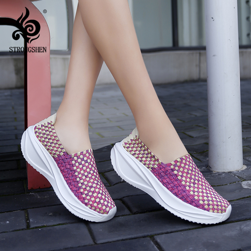 Espadrille Slip On - Women Woven Shoes Loafers Platform Handmade