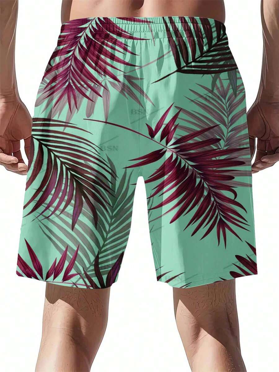 Mint Green And Burgundy Palm L - Swim Trunk Quick Dry recensione e prezzo