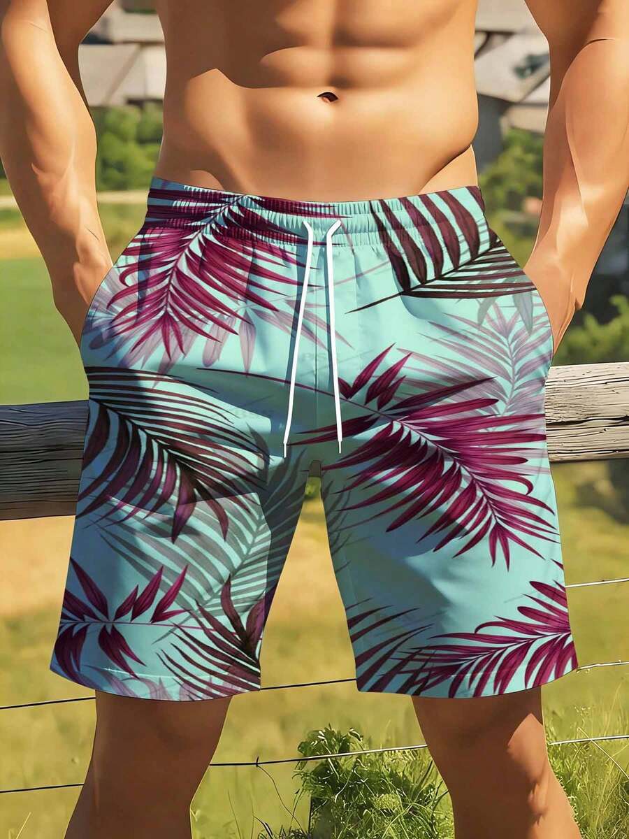 Mint Green And Burgundy Palm L - Swim Trunk Quick Dry recensione e prezzo
