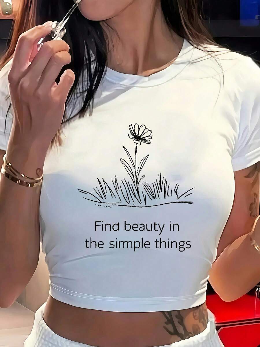 2D Flat Printed Letter Graphic - Tee Graphic Print recensione e prezzo