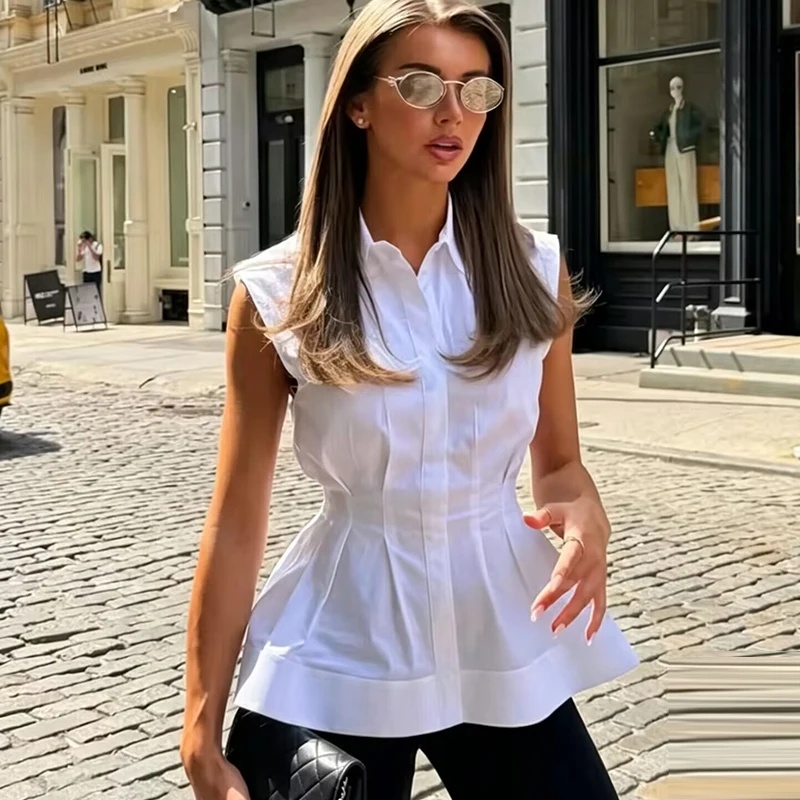 Women Casual Sleeveless Slim S - Shirt Camp Collar recensione e prezzo