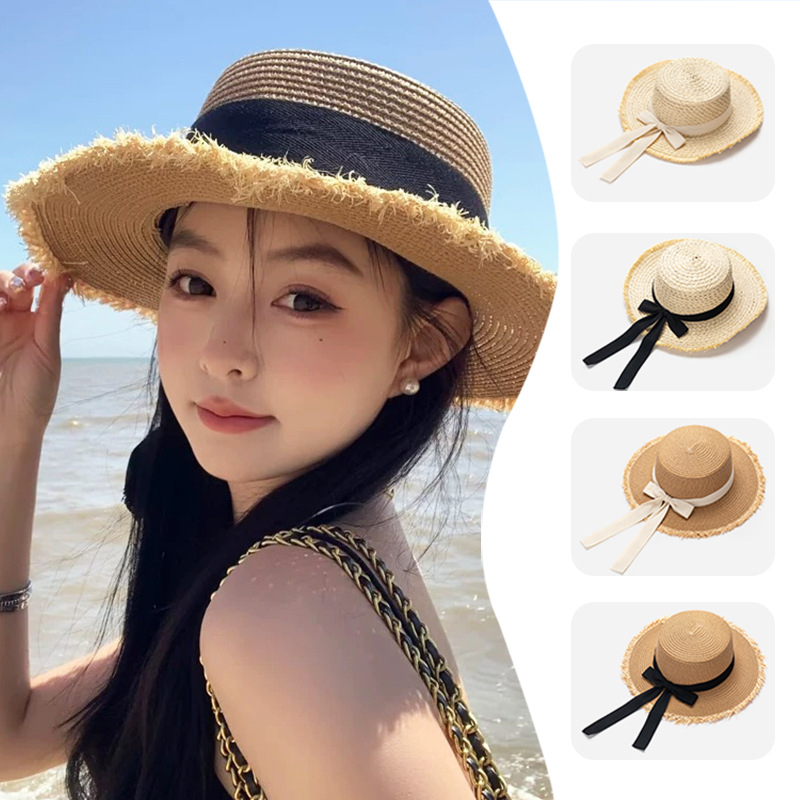 Women Straw Sun Hat Bowknot Su - Packable Hat Nylon recensione e prezzo