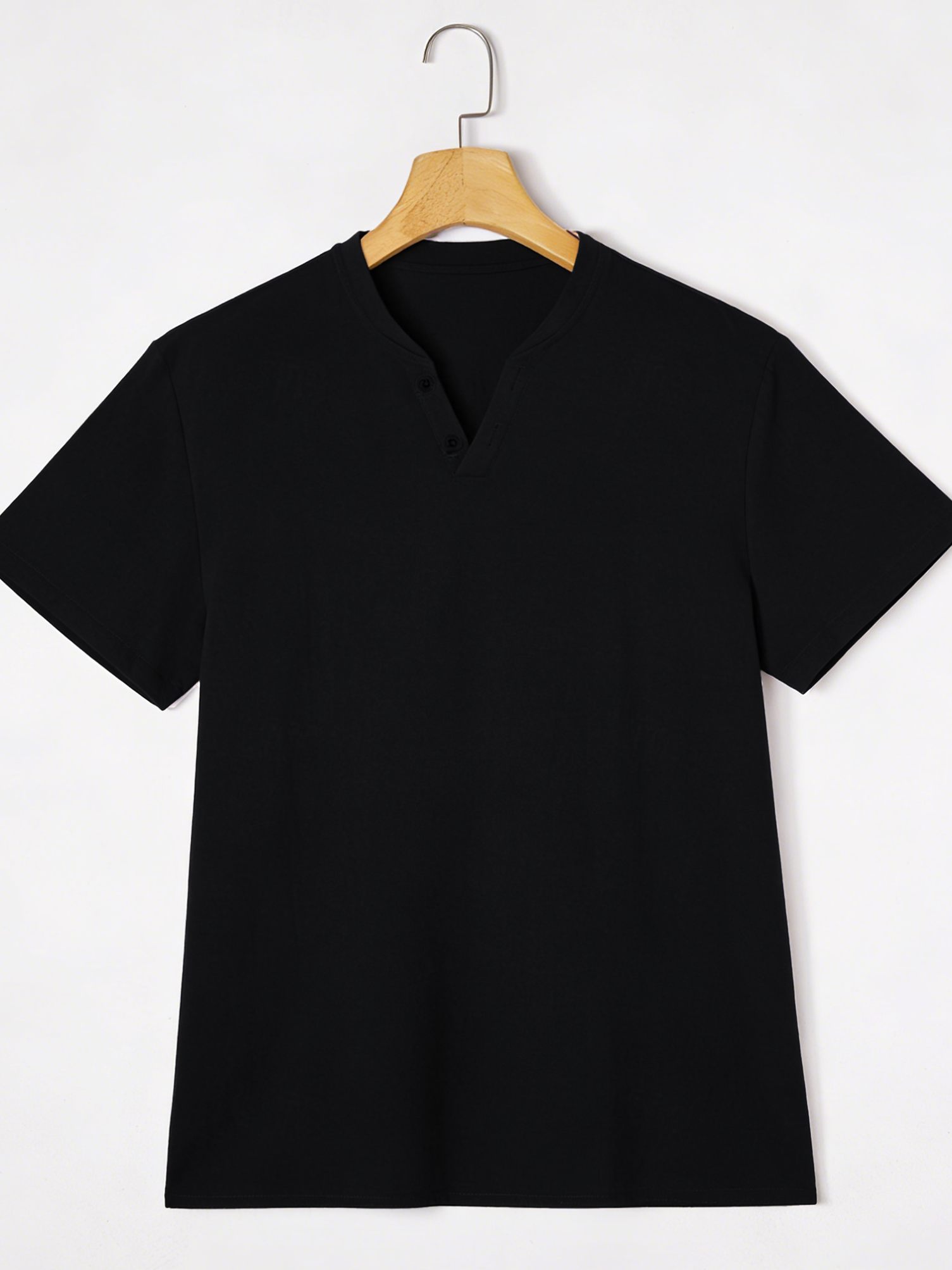 Elegant Black Henley Short-Sle - Linen Shirt Breathable recensione e prezzo