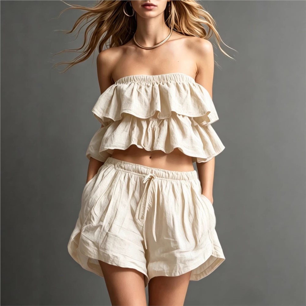 Ruffled Chest-wrapped Short To - Short Linen Drawstring recensione e prezzo