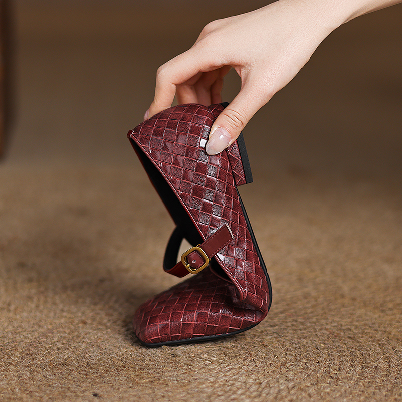 Woven Flat Bottom Mary Jane Wo - Casual Sandal Leather recensione e prezzo