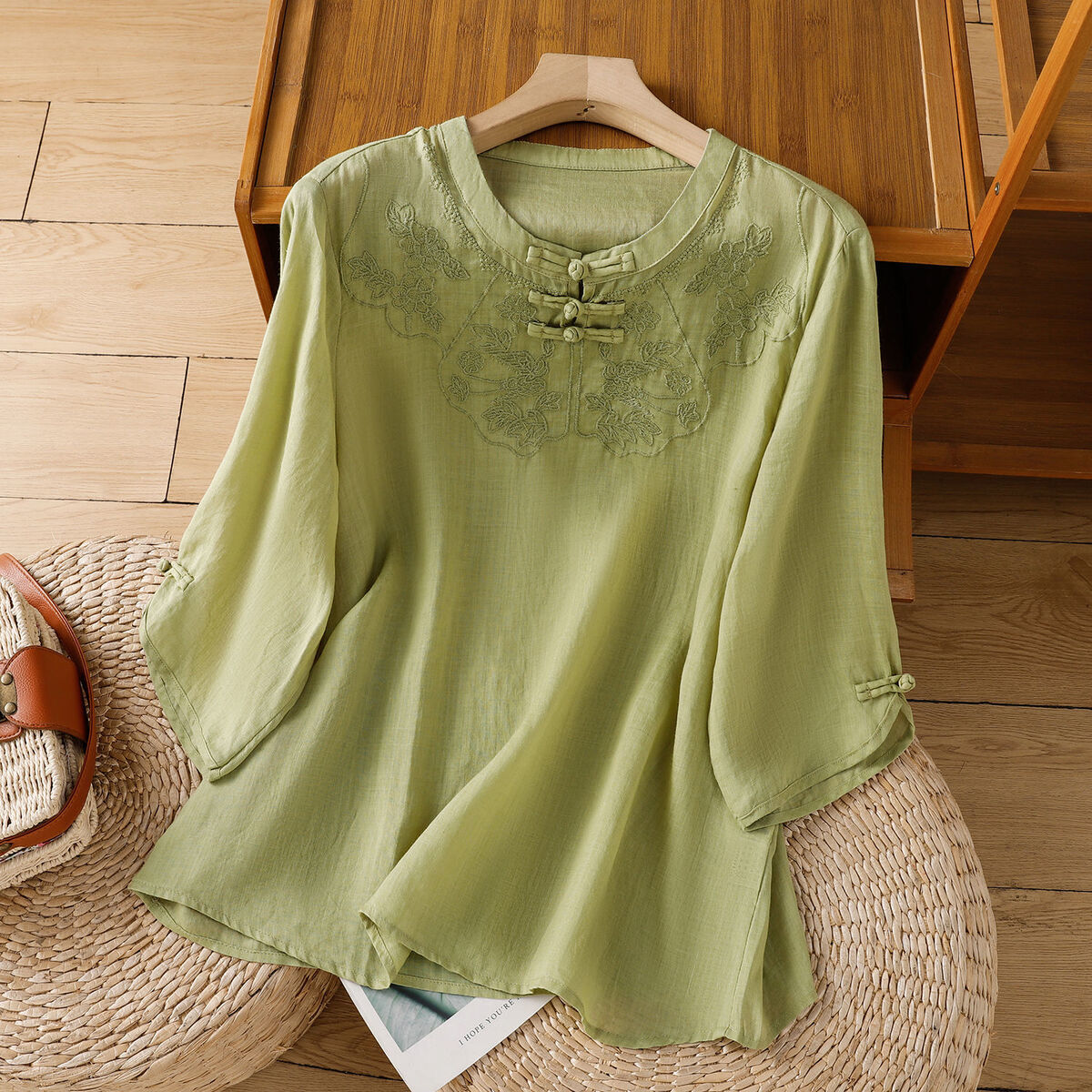 Chinese Style Round Collar But - Shirt Camp Collar recensione e prezzo