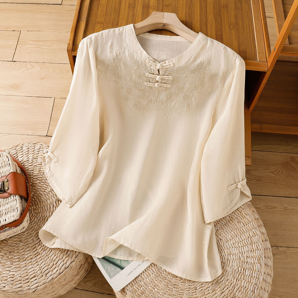 Chinese Style Round Collar But - Shirt Camp Collar recensione e prezzo