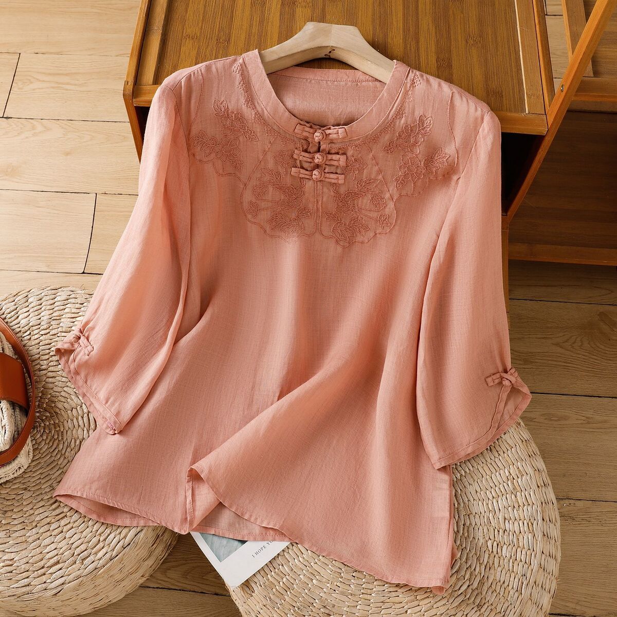 Chinese Style Round Collar But - Shirt Camp Collar recensione e prezzo