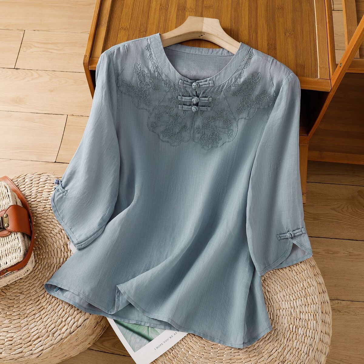 Chinese Style Round Collar But - Shirt Camp Collar recensione e prezzo