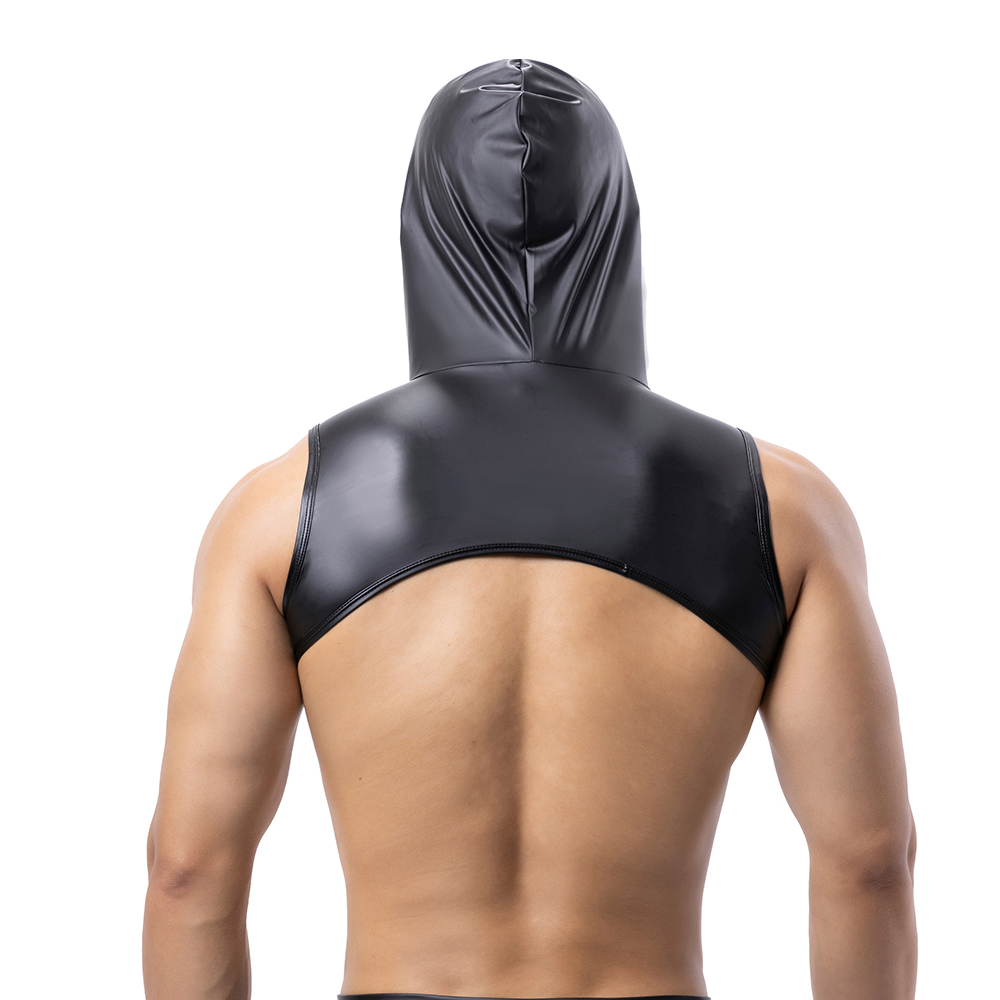 Men Faux Leather Hooded Fitnes - Tank Top Muscle recensione e prezzo