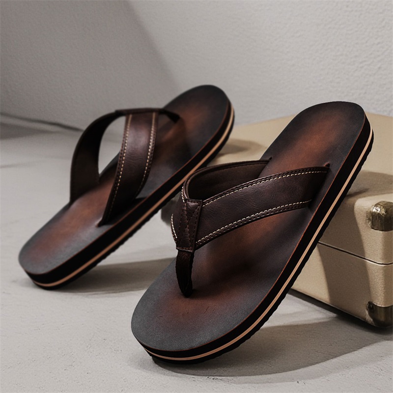Men's Vintage Washed Faux Leat - Flip Flop Leather Men recensione e prezzo