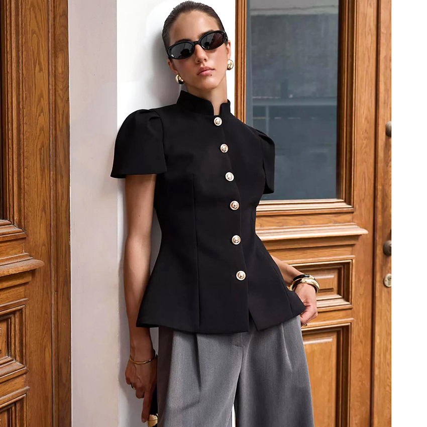 Linad Vintage Black Short Puff - Shirt Camp Collar recensione e prezzo
