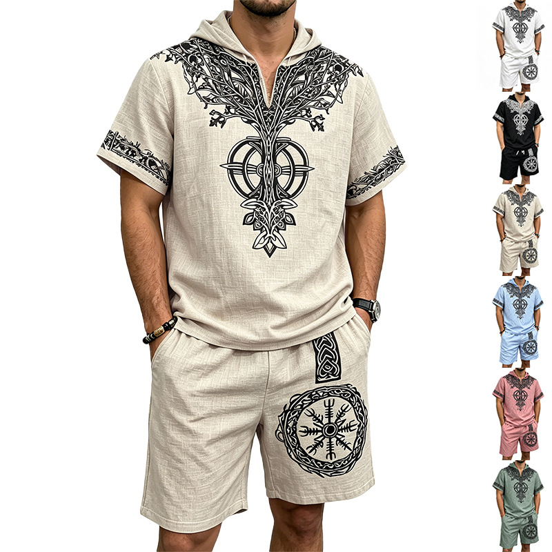 Men Linen Look Viking Tree Pri - Short Linen Drawstring recensione e prezzo