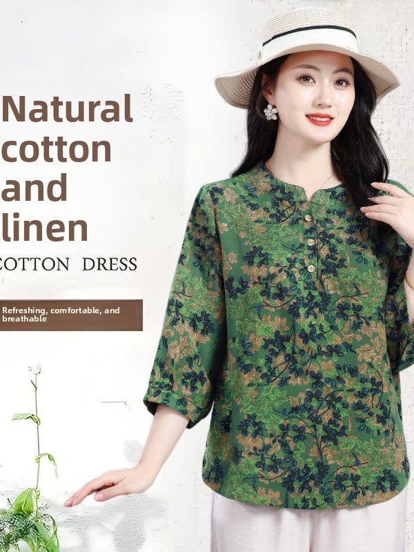Loose Cotton Linen 3/4 Sleeve  - Linen Shirt Breathable recensione e prezzo