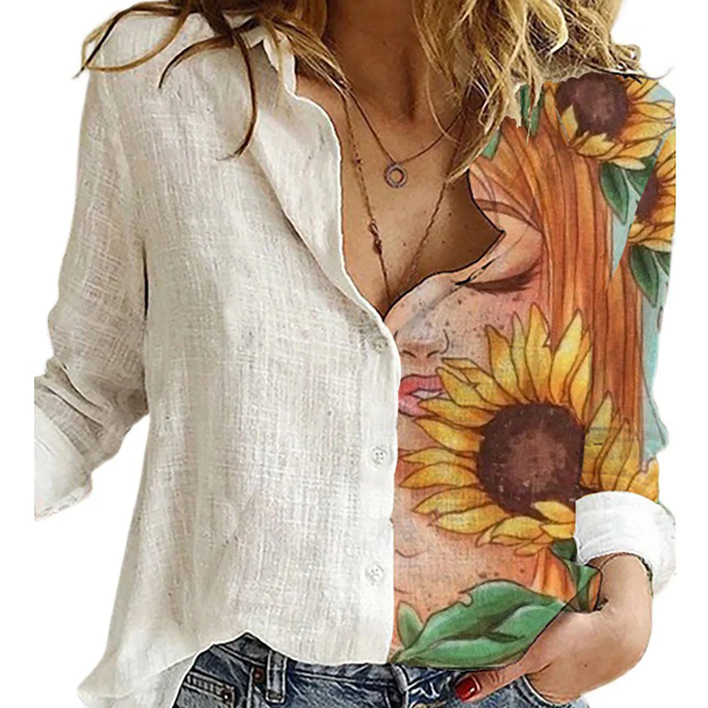Women Spring And Autumn Long S - Shirt Camp Collar recensione e prezzo
