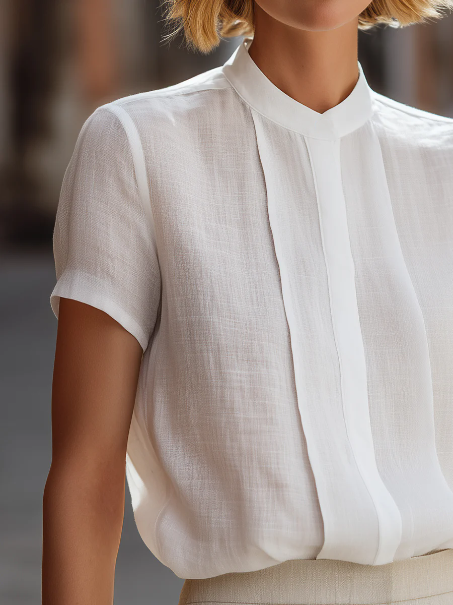 Women's Short Sleeve Pleated F - Shirt Camp Collar recensione e prezzo