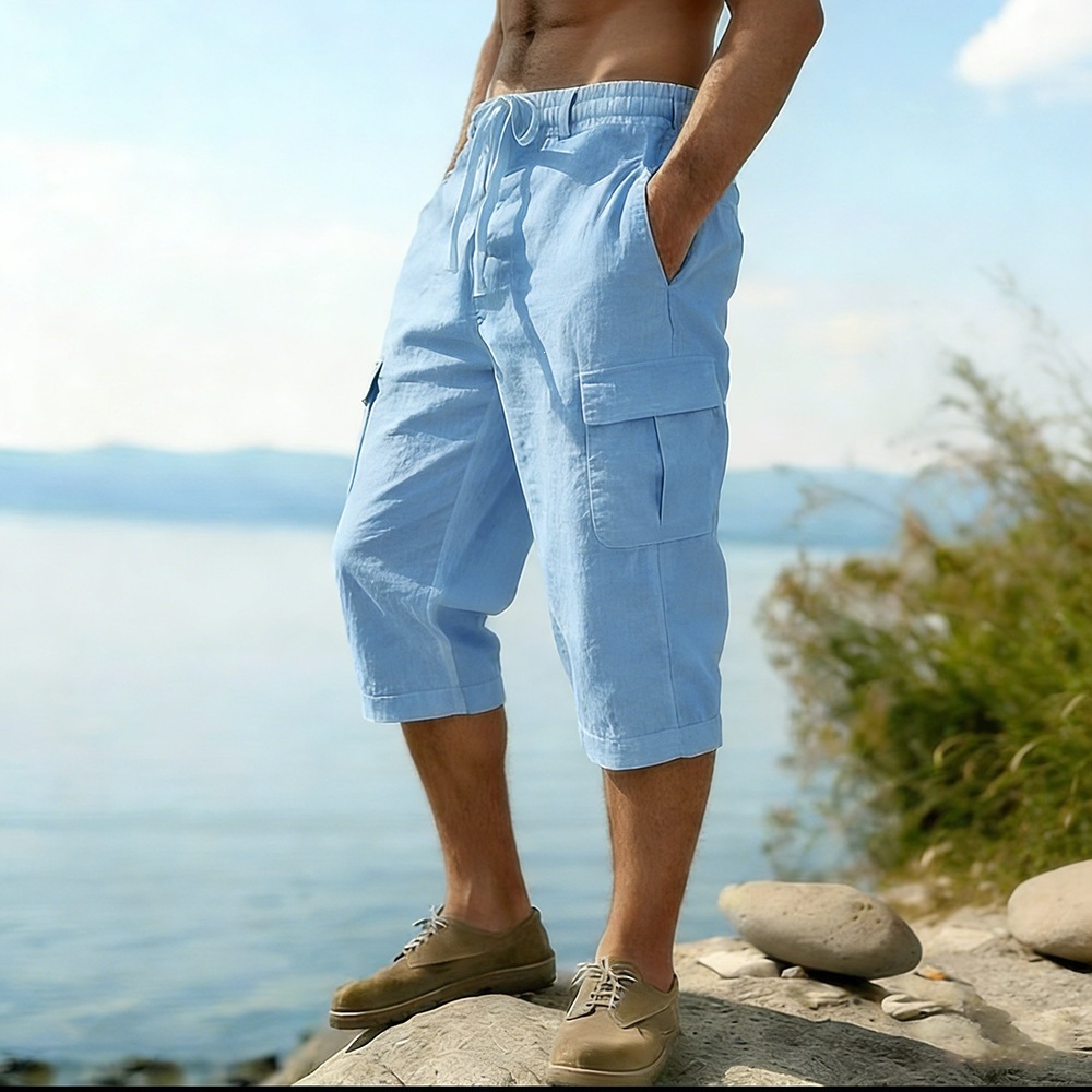 Men Summer Cotton Linen Shorts - Short Linen Drawstring recensione e prezzo
