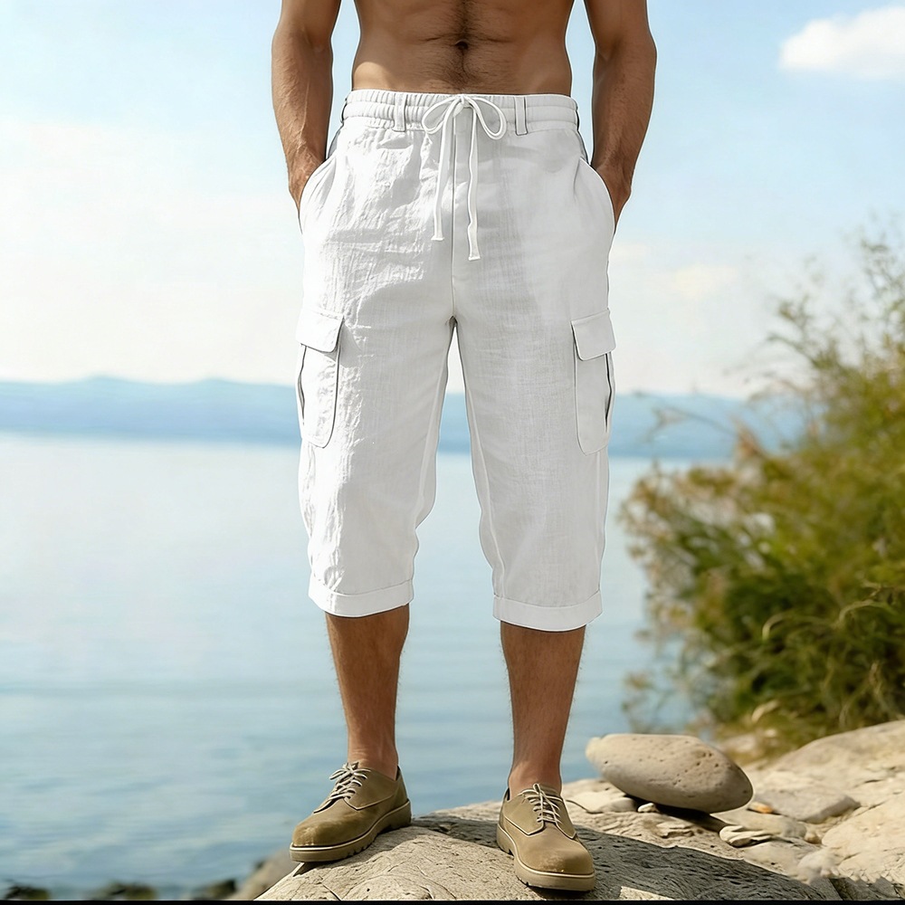 Men Summer Cotton Linen Shorts - Short Linen Drawstring recensione e prezzo